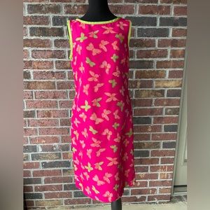 M. Boutique Pink Silk Butterfly Shift Dress - Womens 8 - Easter Dress